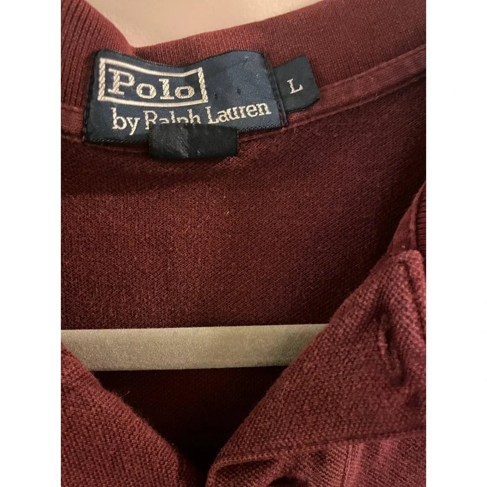 Polo By Ralph Lauren Polo Shirt Men L‎ Brown Spread Collar Pony Logo Embroidered